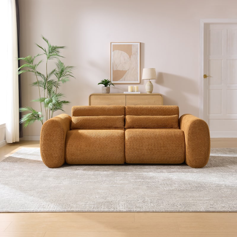 Christopher Knight Home - Cloud Modern Upholstered Bouclé Curved 3-Seater Sofa with Round Arms