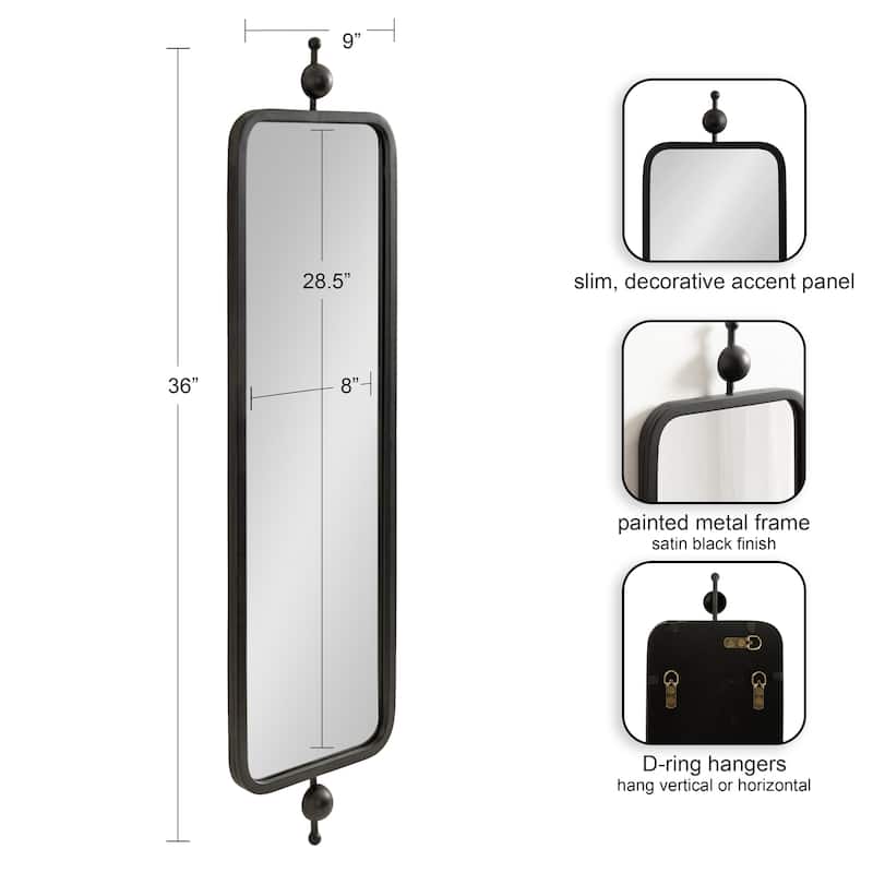 Kate and Laurel Kasota Slim Rectangle Mirror Metal