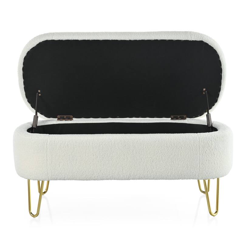 Fazi Oval Boucle Storage Ottoman Bench by Christopher Knight Home