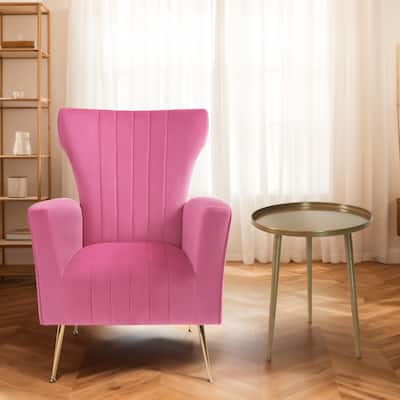 Velvet Accent Chair with table, Wingback Arm Chair with Gold Legs,Upholstered Single Sofa for Living Room Bedroom
