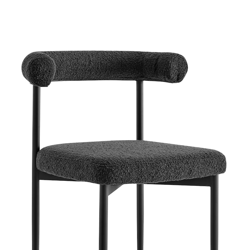 HomeRoots Set of Two Black Upholstered Polyester Open Back Dining Side Chairs