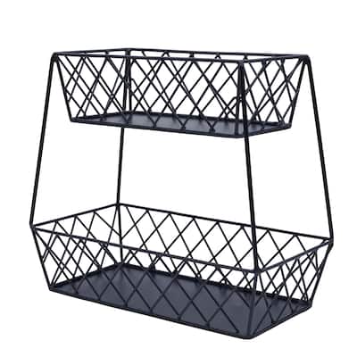 Gourmet Basics by Mikasa Lattice Farm Storage Basket 2 Tier - 14" x 12.5"