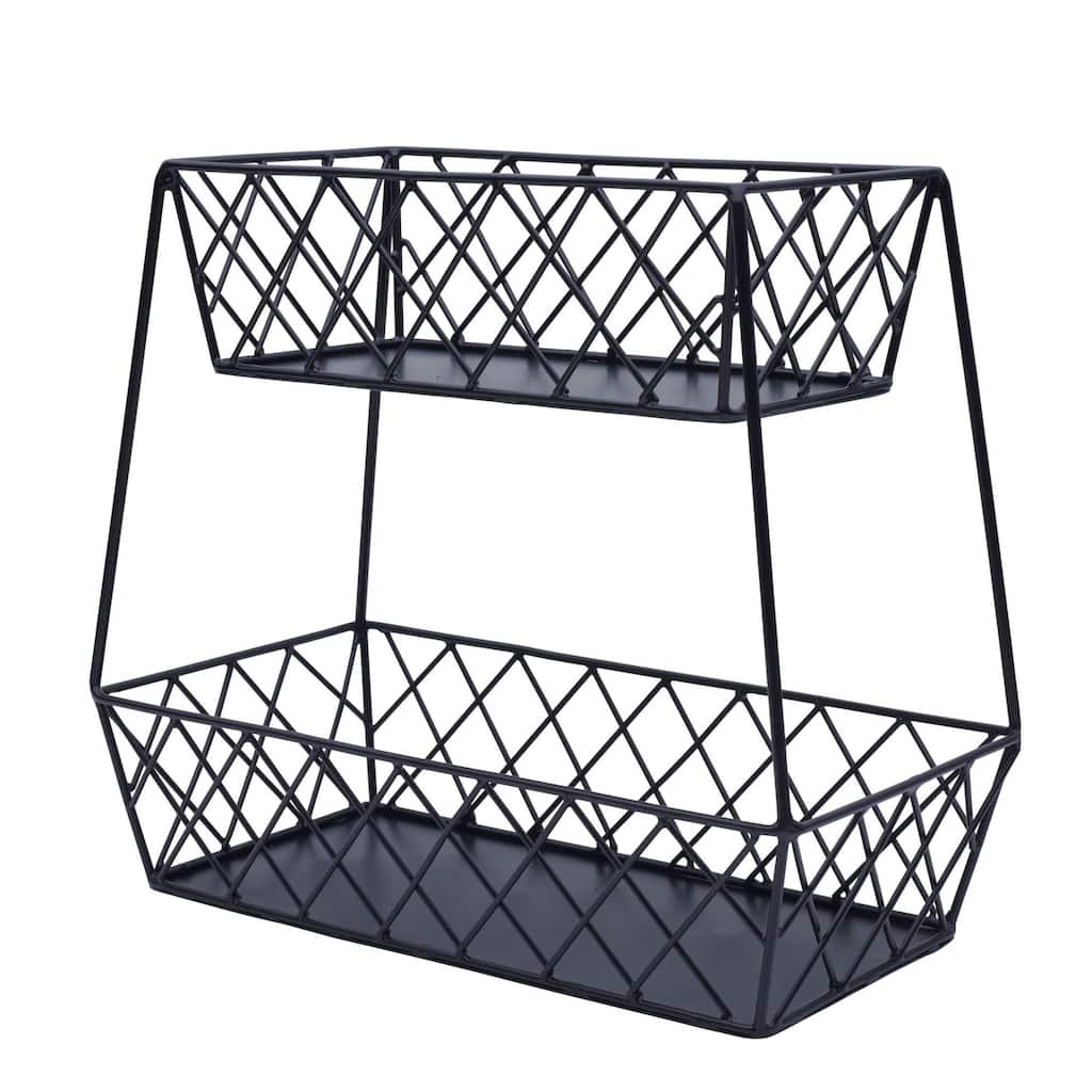Gourmet Basics by Mikasa Lattice Farm Storage Basket 2 Tier - 14" x 12.5"