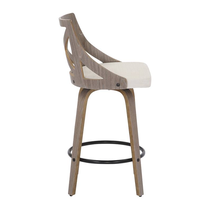 The Gray Barn Charlotte 26" Fixed-Height Counter Stool with Bent Wood Legs (Set of 2)