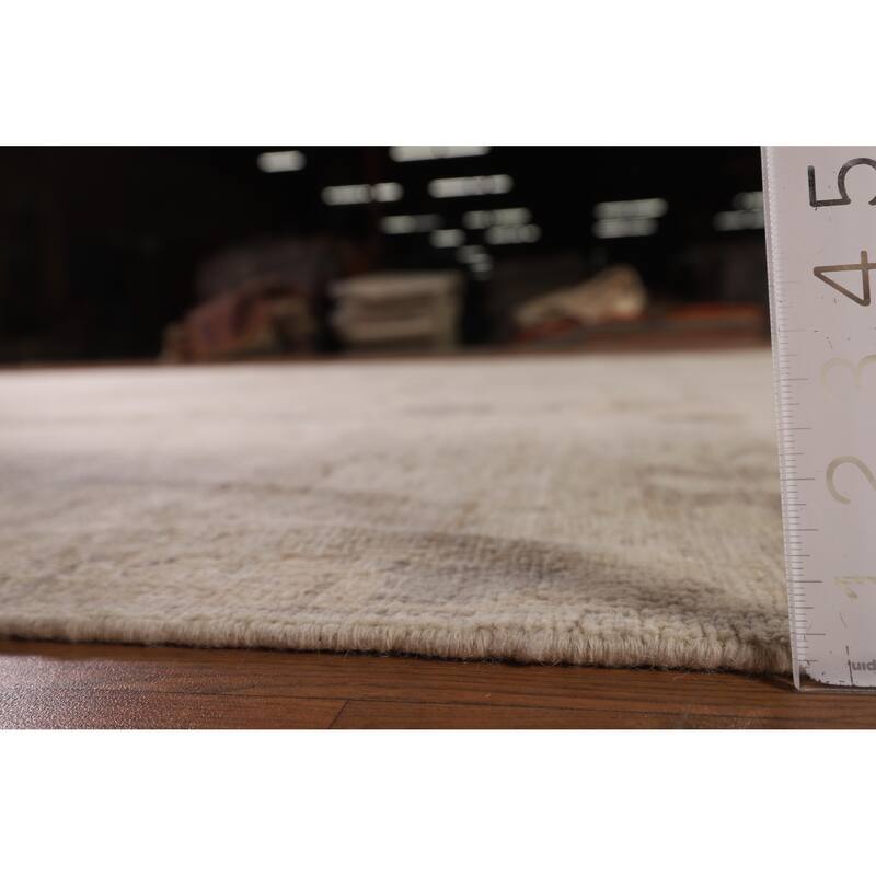 Vegetable Dye Beige Oushak Oriental Area Rug Hand-Knotted Wool Carpet - 9'0" x 12'5"