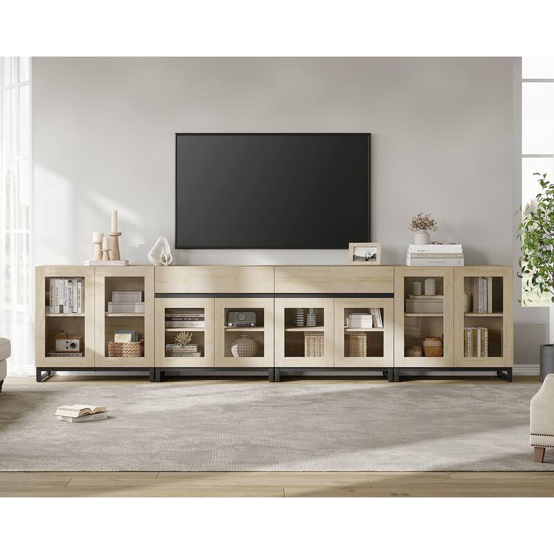 Modern TV Stand for 120" TVs, 4-in-1 Entertainment Center & Adjustable Shelf