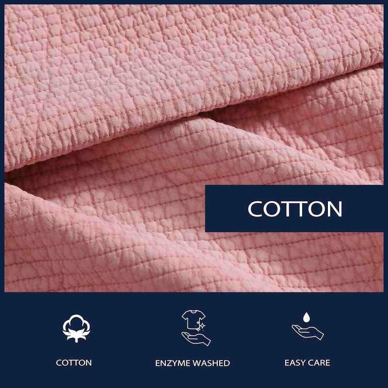 Nautica Seashore Stitch Solid Cotton Reversible Quilt Set