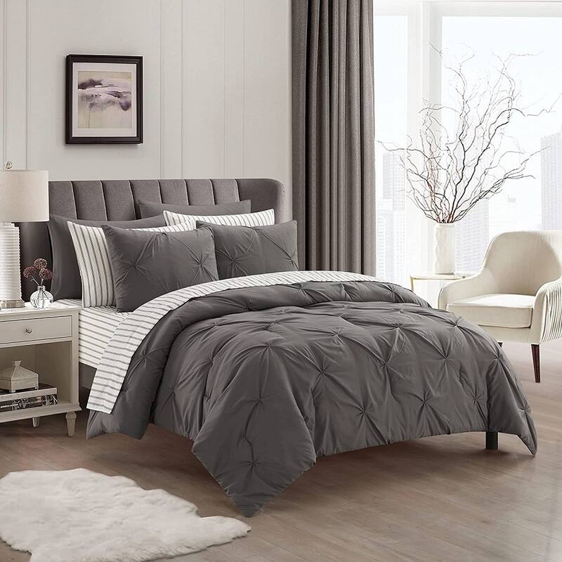 Sharper Image 9-Piece Down Alternative Pintuck Bed-in-a-Bag Set - King