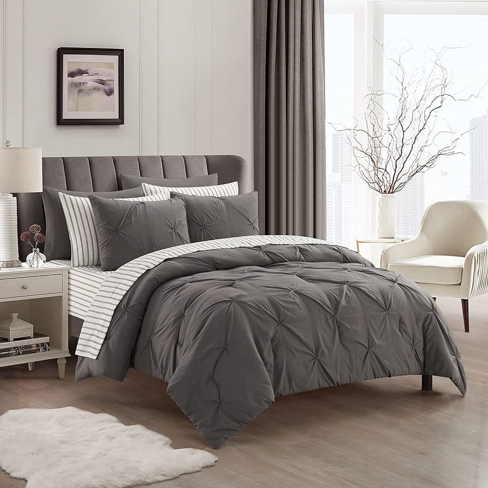 Sharper Image 9-Piece Down Alternative Pintuck Bed-in-a-Bag Set