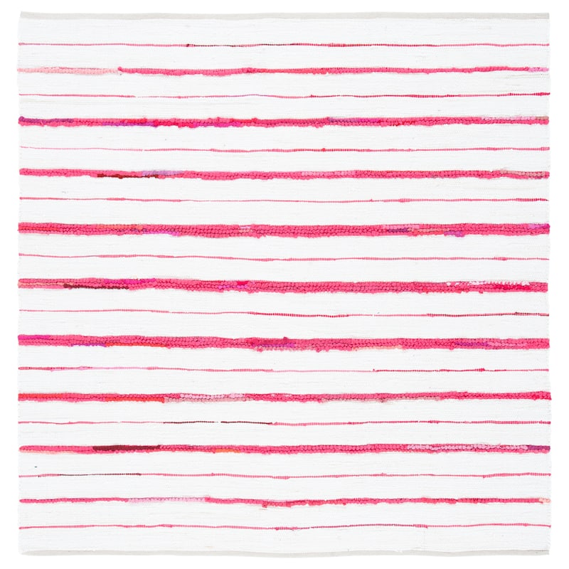 SAFAVIEH Handmade Montauk Satka Modern Stripe Rug - 4' x 6' - Red/Ivory