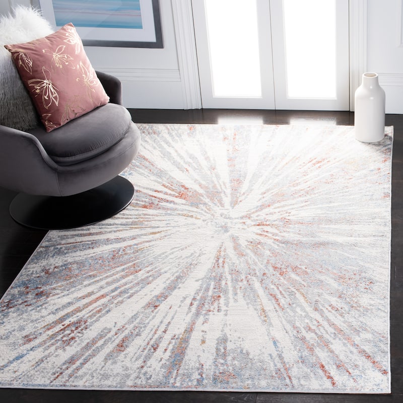 SAFAVIEH Amelia Dellene Abstract Burst Rug - 5'5" x 7'7" - Grey/Rust