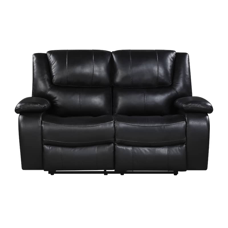 Fremont & Park Baron 65" Leather Manual Double Reclining Loveseat, Wall Hugger Design