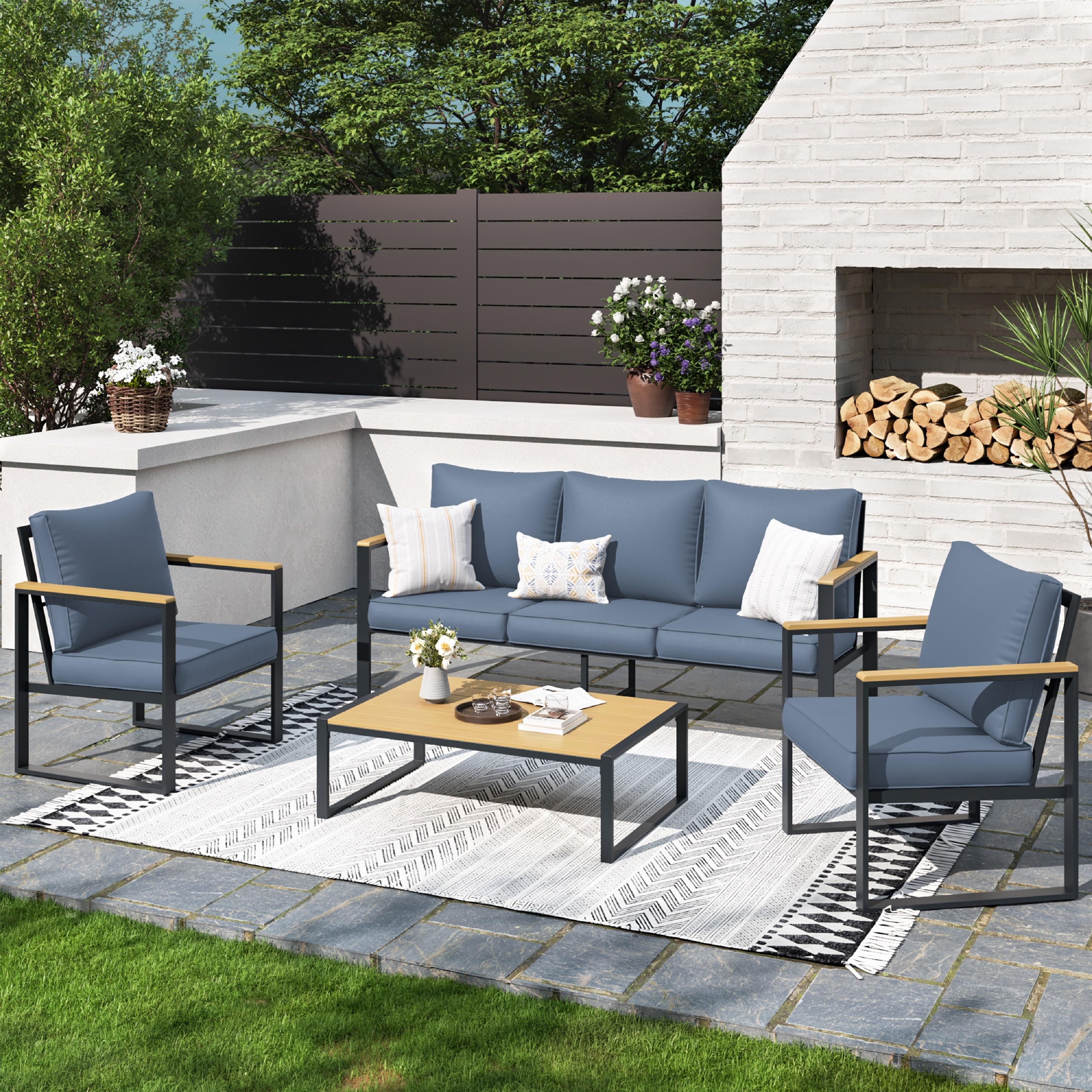 Martha Stewart Caldwell 5 Piece Conversation Set in Light Grey Bed Bath Beyond 35802551