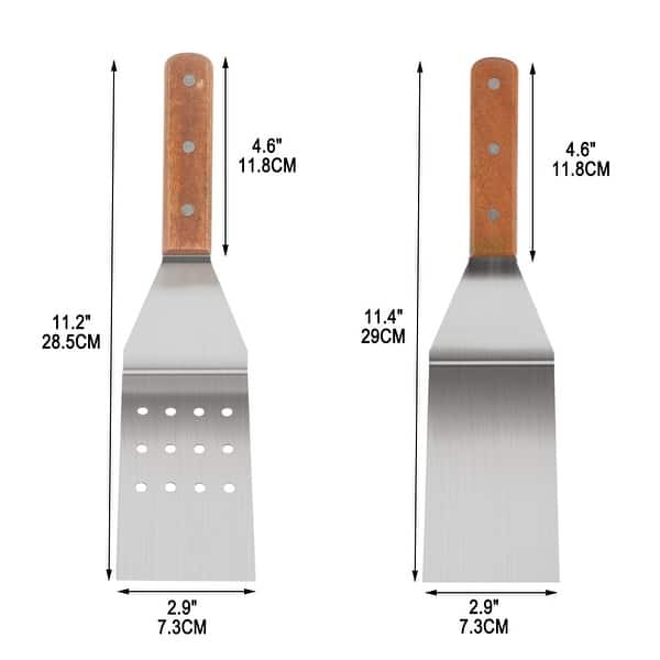 2 PC Chef Craft Small Slotted Cookie Spatula Stainless Steel Wood Handle Kitchen