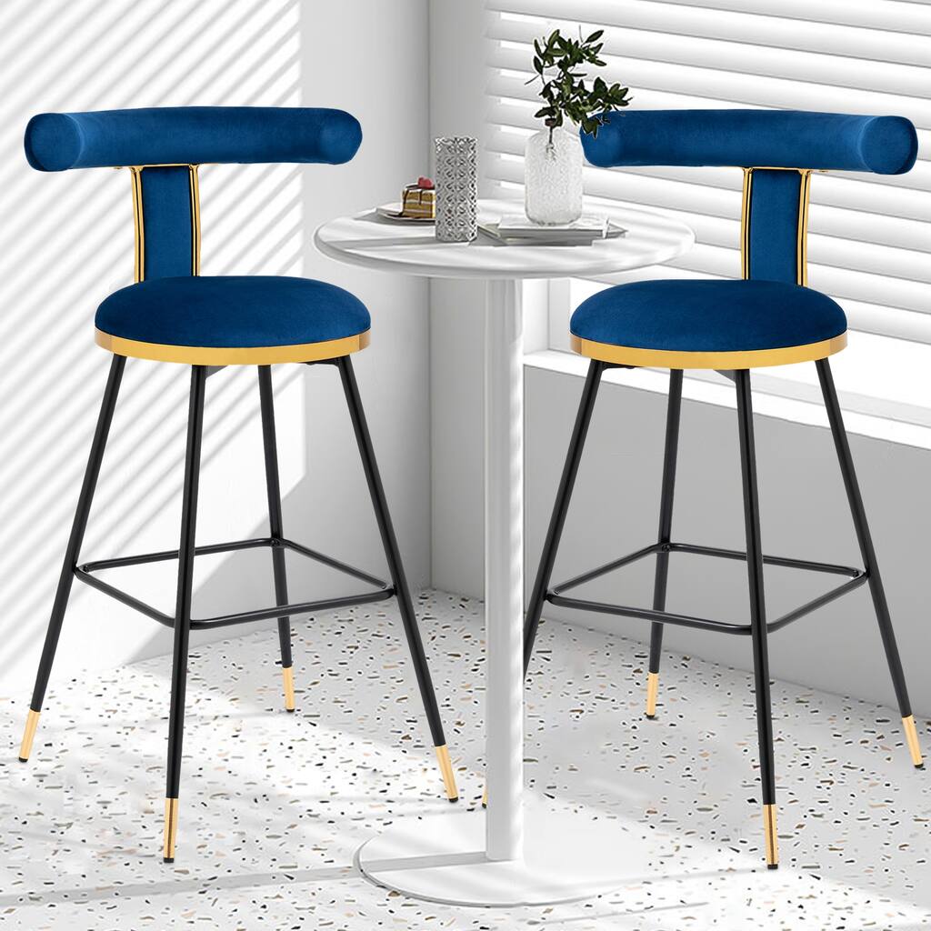 2SET Bar Stool Metal Counter Stool with Backrest