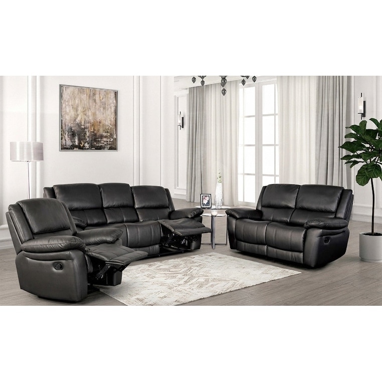 Black Faux Leather Sofa Loveseat Chair Reclinig Set