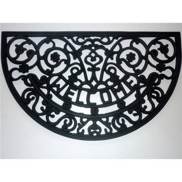 Geo Crafts G164 Welcome Rbr Hr 18 X 30 In Half Round Rubber Welcome Scroll Doormat