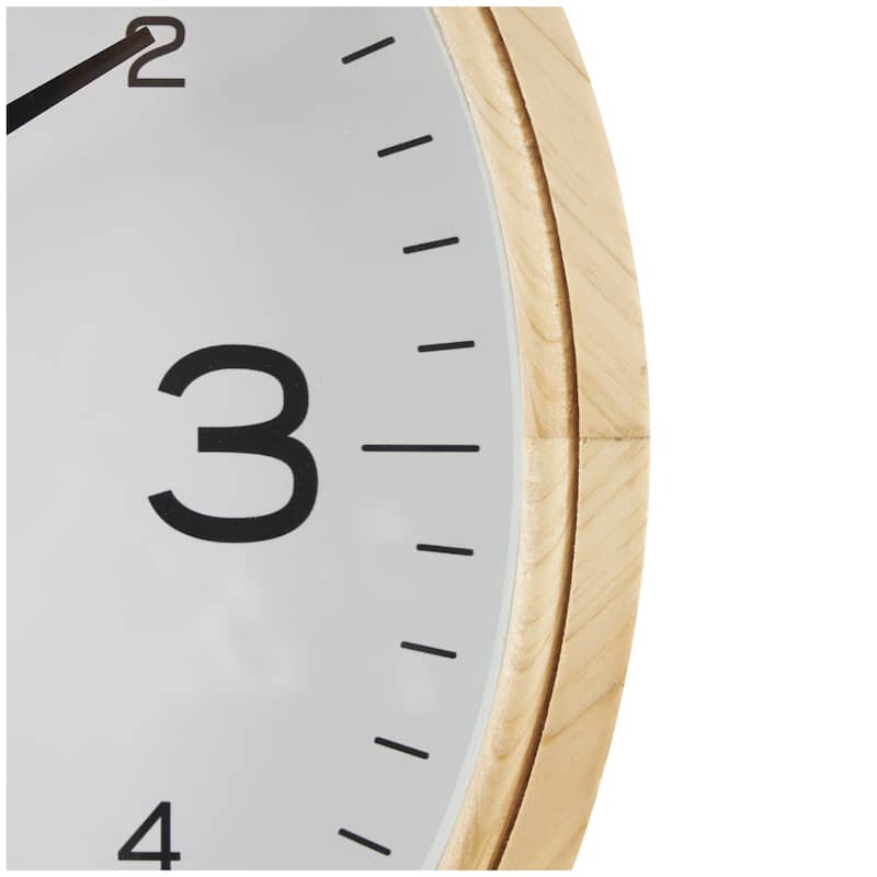 Wood Decorative Wall Clock with White Backing - Light Brown - Roche River Decor