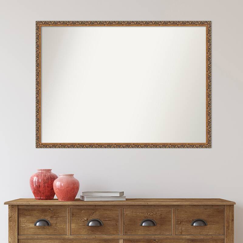 Non-Beveled Wood Wall Mirror - Antique Bronze Frame