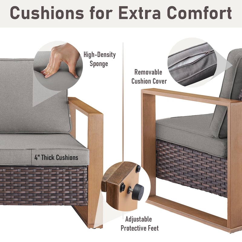 Outdoor Patio Chair with Thick Cushion