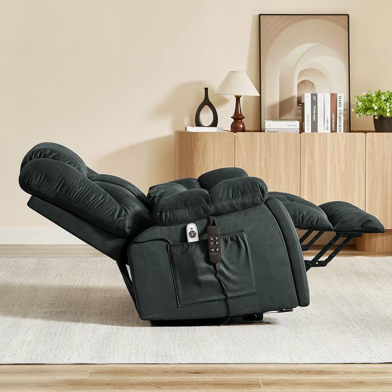 Bestier 40.1" W Microsuede Oversize Dual Motor Power Lift Recliner Chair With Massage and Heating