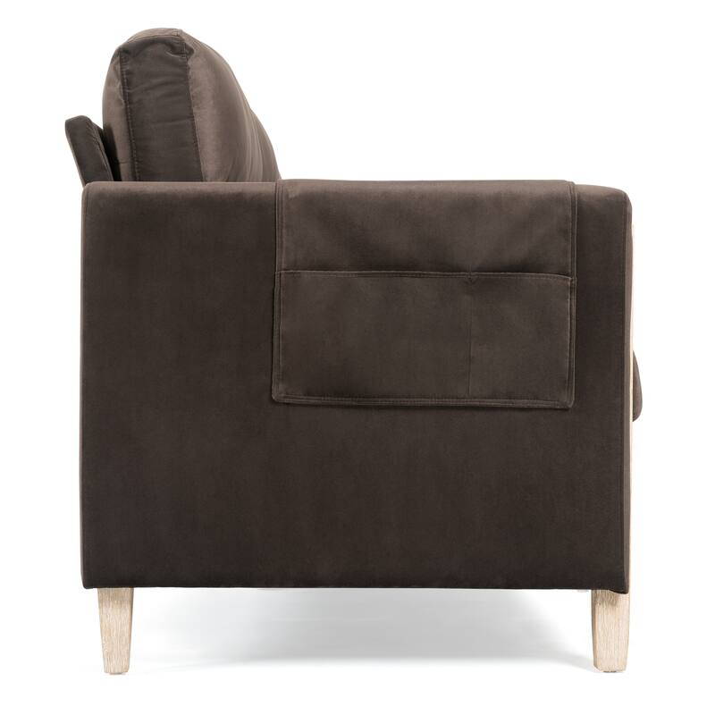 79.5" Velvet Solid Wood 3-Seater Sofa with Pocket Spring Seat, PP Foam Backrest, and Side Storage Pocket