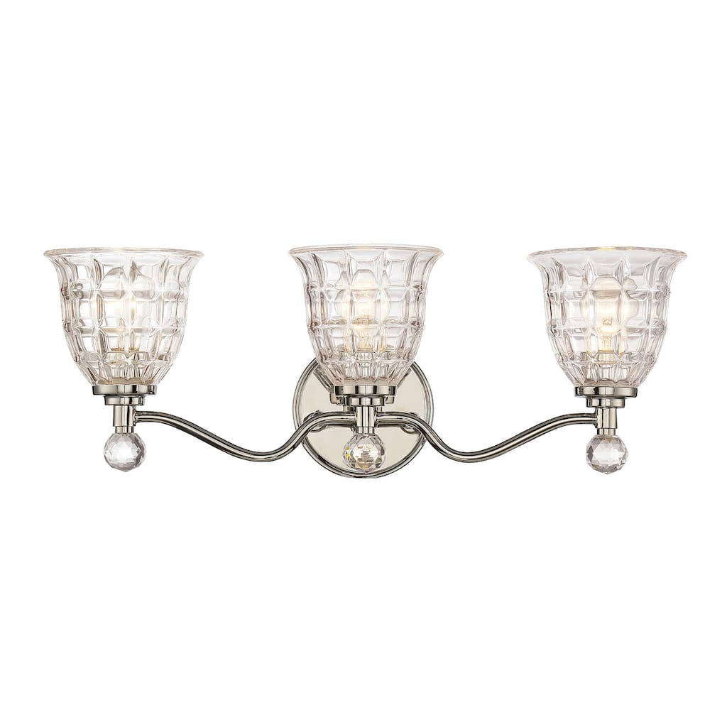 Birone 3-Light Bathroom Vanity Light in Polished Nickel