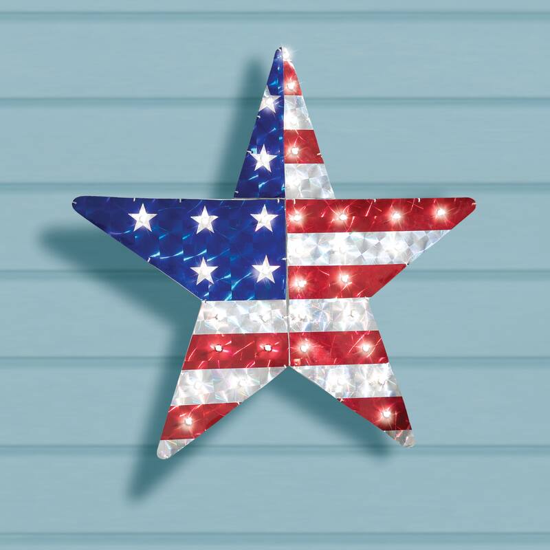 Patriotic Lighted Star Wall Decor - 24" x 23" x 2.25" - Blue - 24" x 23" x 2.25"