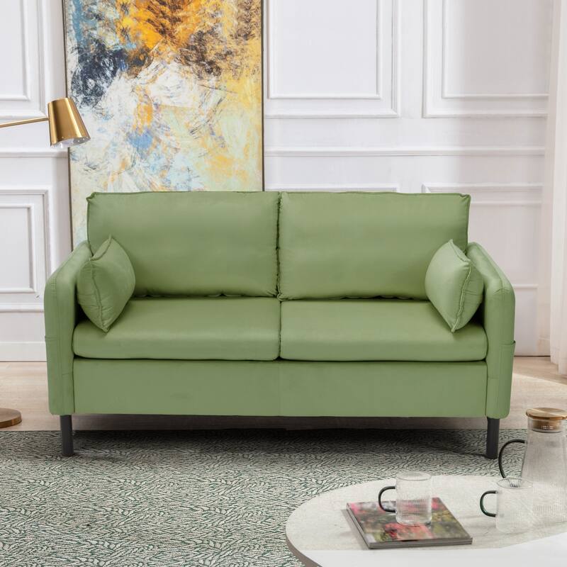 Modern double sofa for small spaces with storage, 2 soft cushions