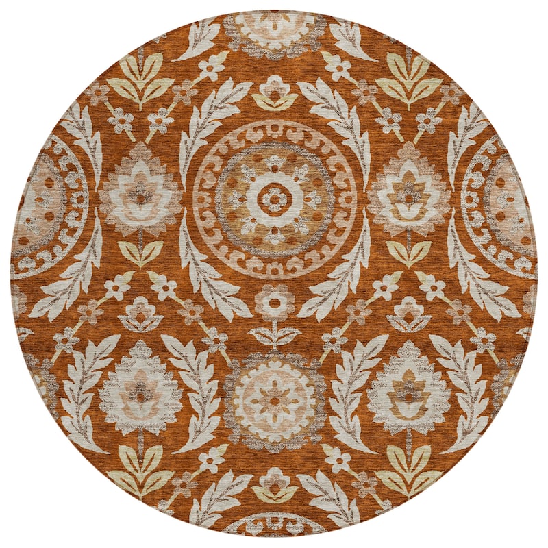 Machine Washable Indoor/ Outdoor Chantille Suzani Boho Rug