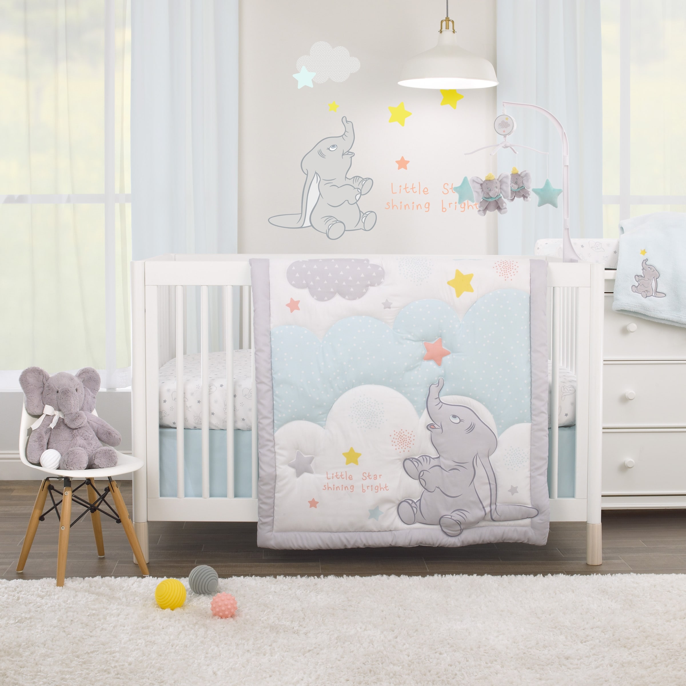 Disney Dumbo Shine Bright Little Star 3 Piece Nursery Crib Bedding Set