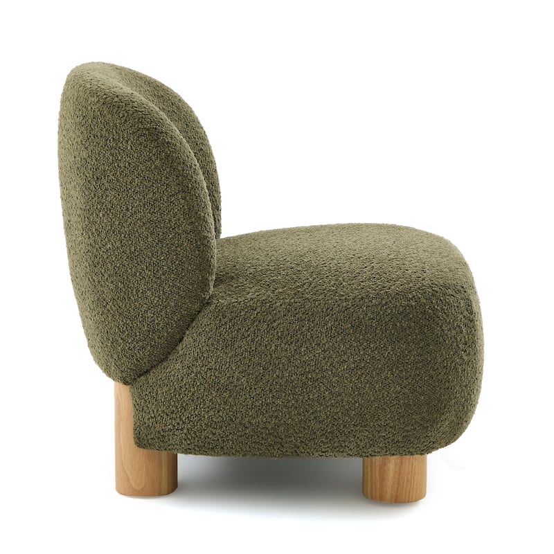 Christopher Knight Home - Modern Boucle Upholstered Accent Chair with Solid Rubberwood Legs
