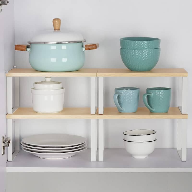 Stackable Kitchen Cabinet Shelves Organizer