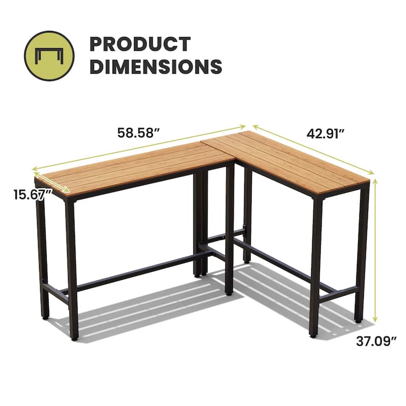 Crestlive Products Patio Outdoor Bar Table Rectangle Pub Table