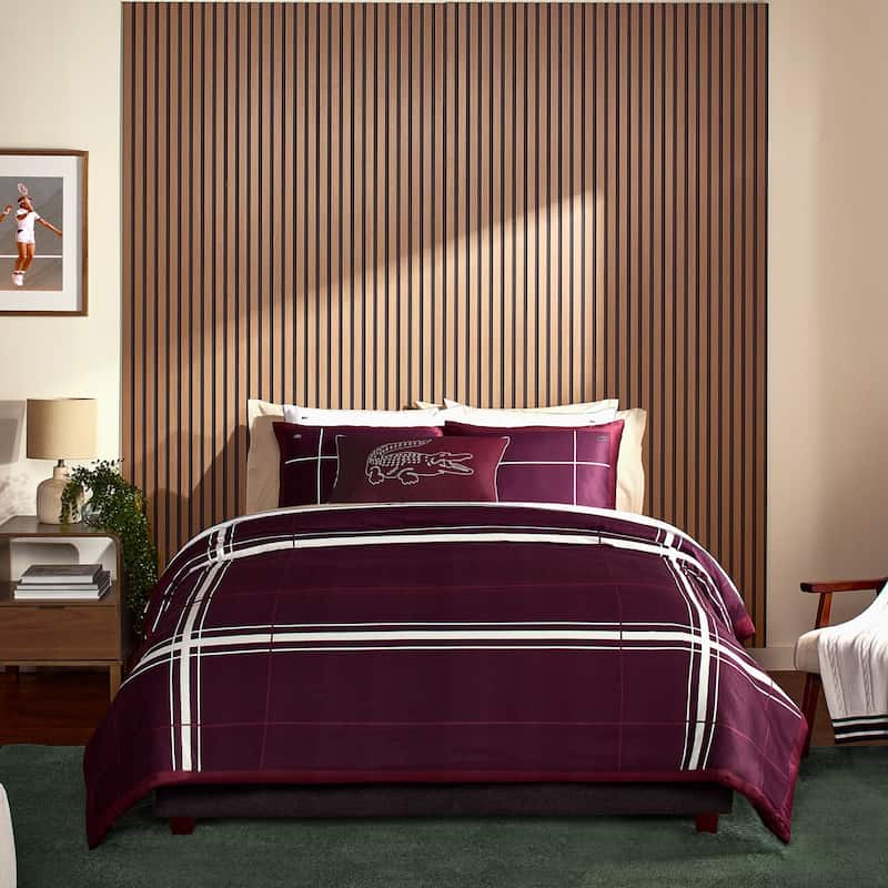 Lacoste Playful Checks 300TC 100% Cotton Sateen 3-Piece Comforter Set - Full - Queen