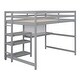 preview thumbnail 3 of 7, Gray Wooden Loft Bed with 3-Layer Shelves, Desk, and Writing Board, Full-Length Guardrail