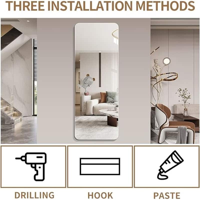 56"x 15" inch Full Body round corner mirror Wall hanging with hanging hole High quality 5mm silver mirror Explosion-proof glass