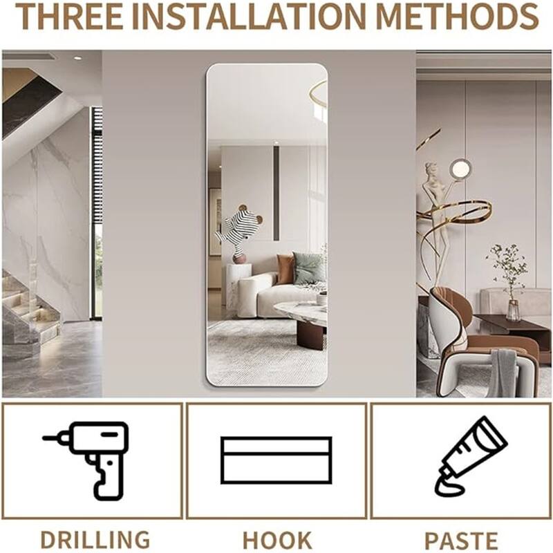 65"x 24" inch Full Body round corner mirror, Wall hanging, with hanging hole High quality 5mm silver mirror - Silver+Clear