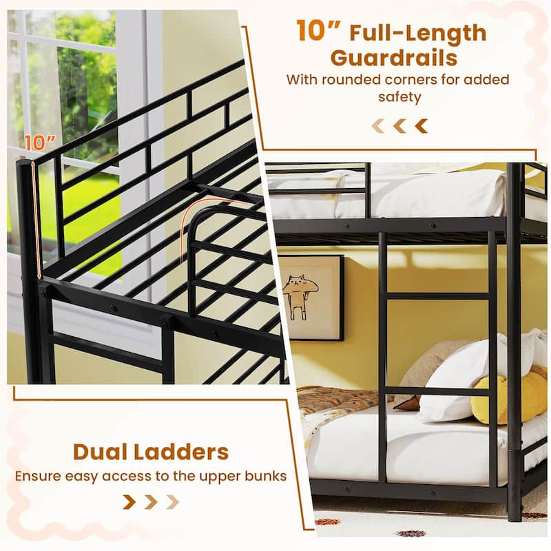 Costway Full Over Full Over Full Metal Bed Frame Heavy-Duty Triple