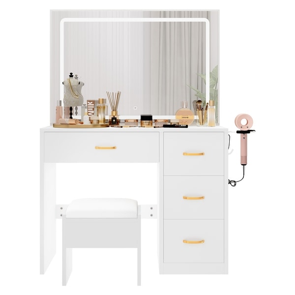 Vanity Desk Makeup Table Light Strip Mirror Dressing 35.4 L x 15.7 W x 53.5 H On Sale Bed Bath Beyond 39095382