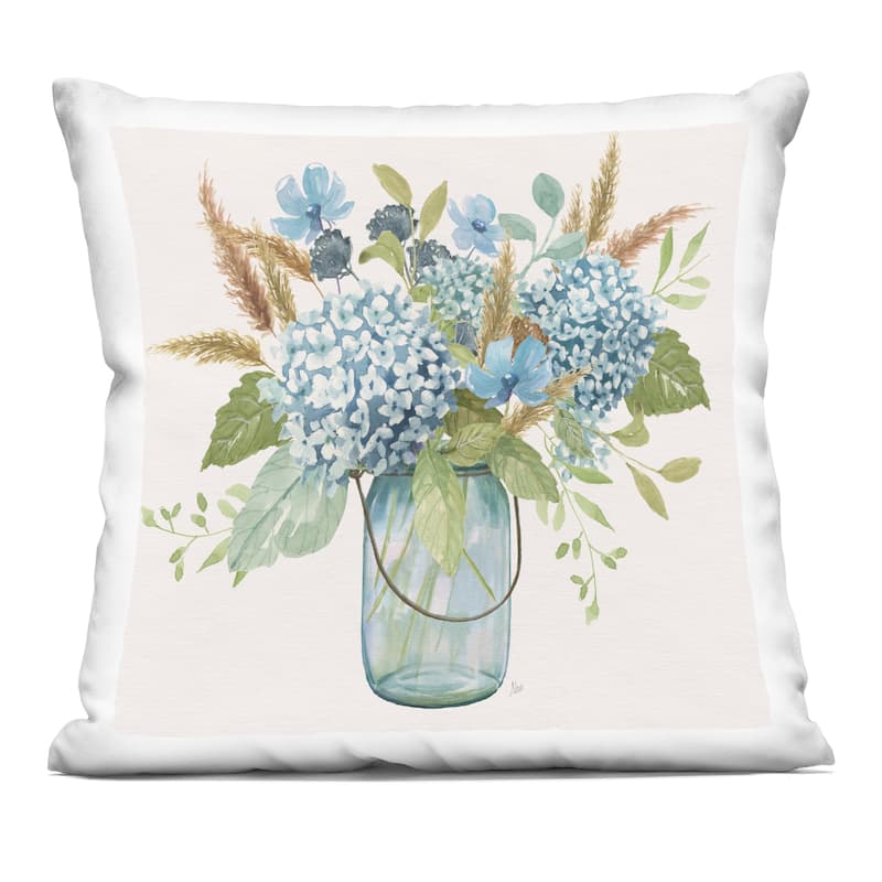Stupell Hydrangea in Mason Jar Decorative Printed Throw Pillow Design by Nan - Accent - Polyester - Green - Single