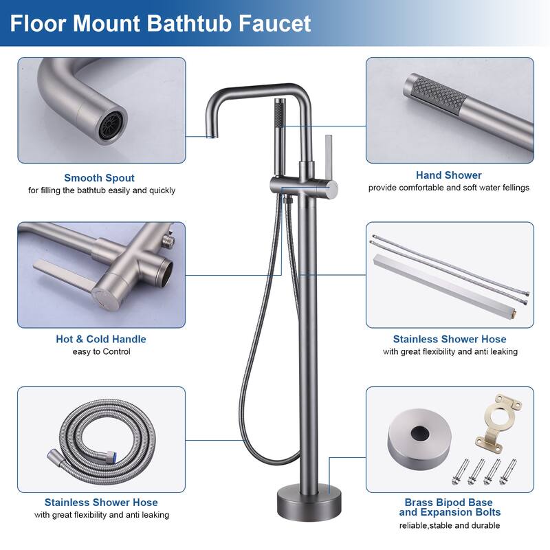 WOWOW Floor Mount Single-Handle Freestanding Tub Faucet