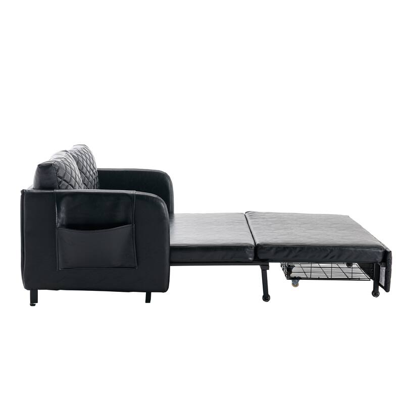 Modern Velvet Loveseat Couch with Pull Out Bed