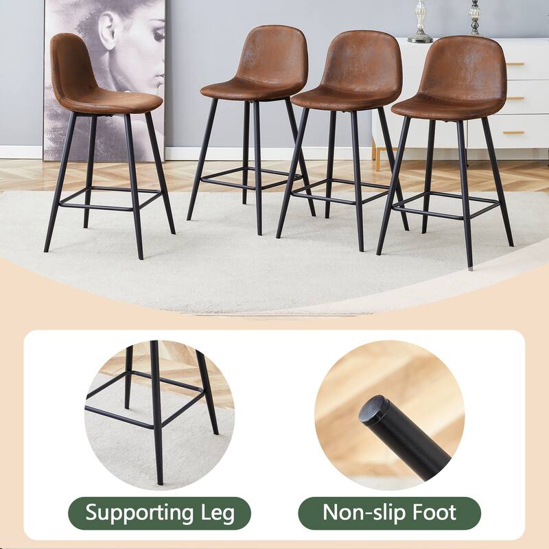 Industrial Bar Height Stools with Back, Counter Height Bar Chairs, with Metal Legs & Soft Backrest Easy to Assemble