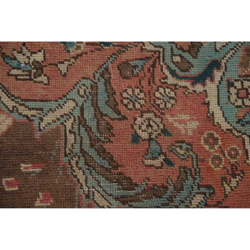 Hand Knotted Oriental 100% Wool Carpet Traditional Floral Brown Tabriz Area Rug - 9' 4'' X 5' 11''