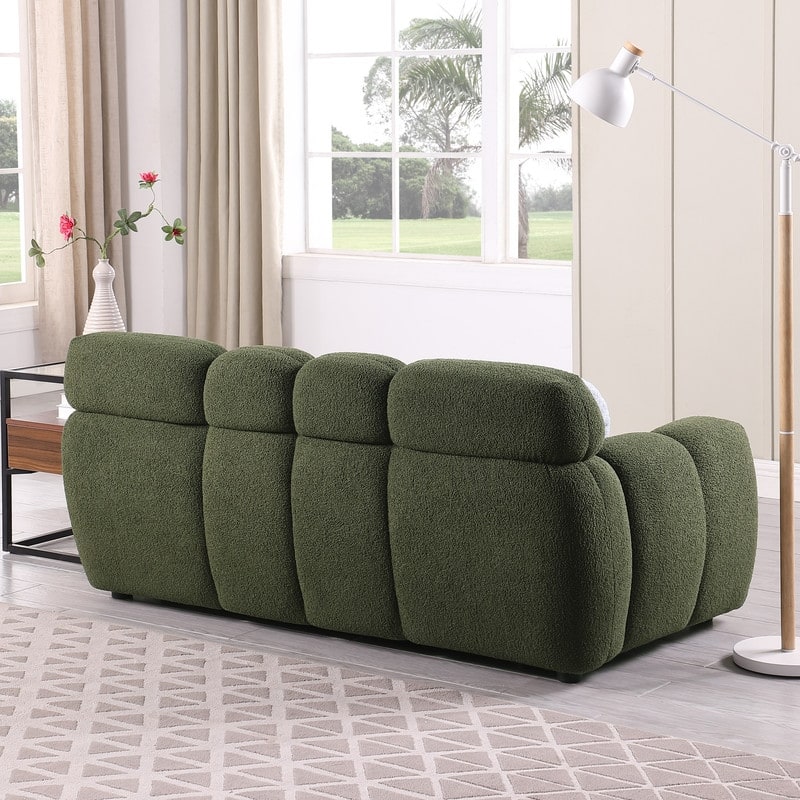 Two Sizes Of Teddy Velvet Upholstered Sofa