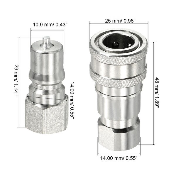 1 Set M14 X 1.5mm Hydraulic Quick Connect Coupler - Female Thread, Carbon Steel 7 thumbnail image