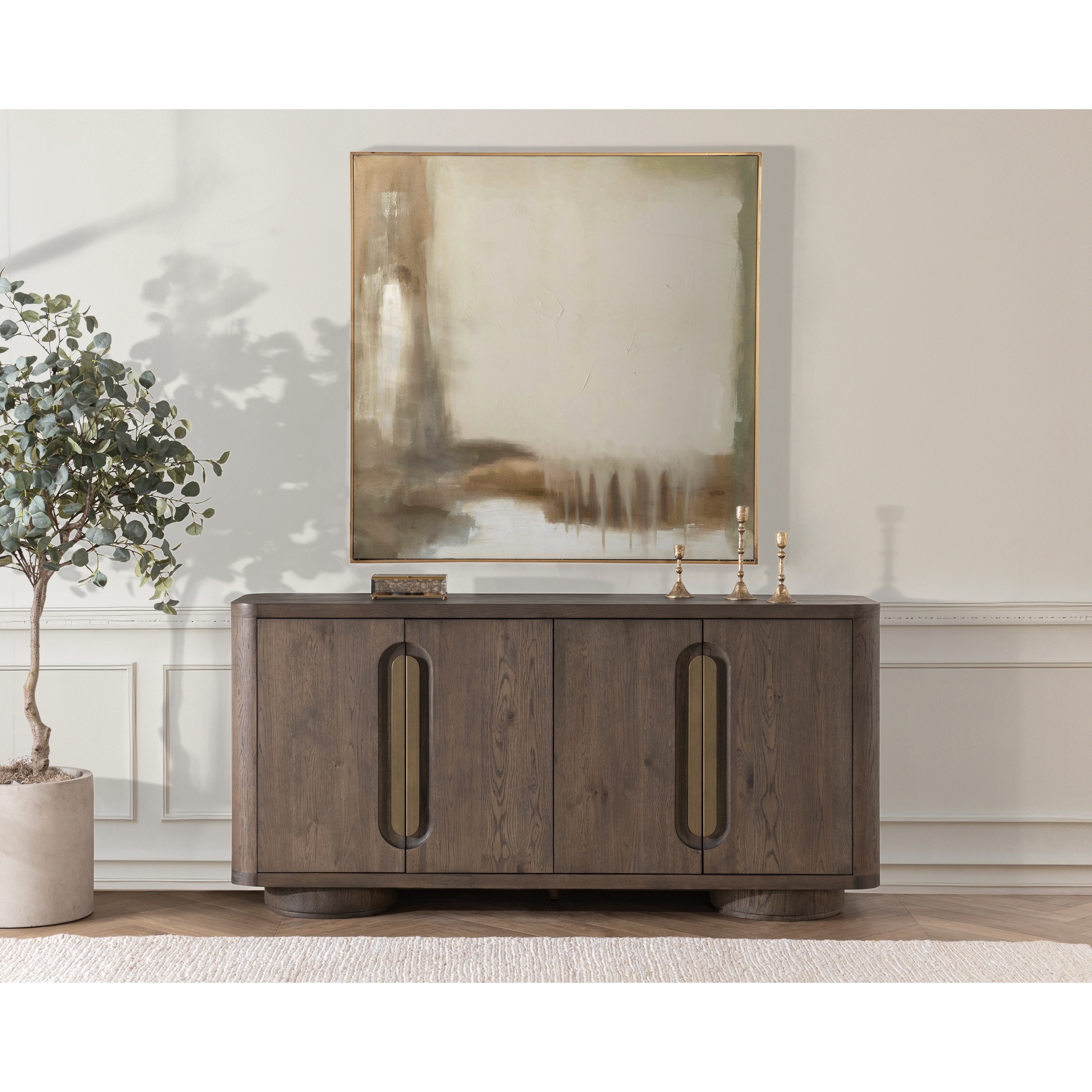 Classic Home Tiber 74" Oak Veneer Buffet Sideboard