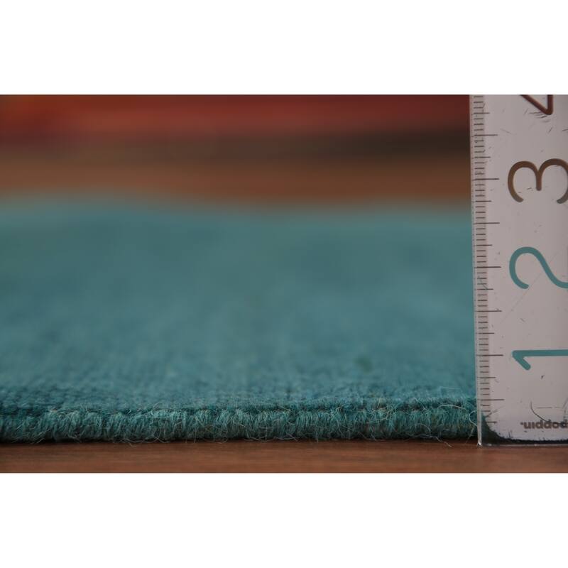 Modern Gabbeh Oriental Foyer Rug Hand-Knotted Blue Wool Carpet - 3'3" x 6'5"