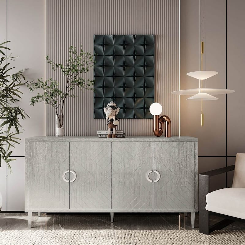 60" Stylish and Functional 4-Door Storage Buffet/Sideboard